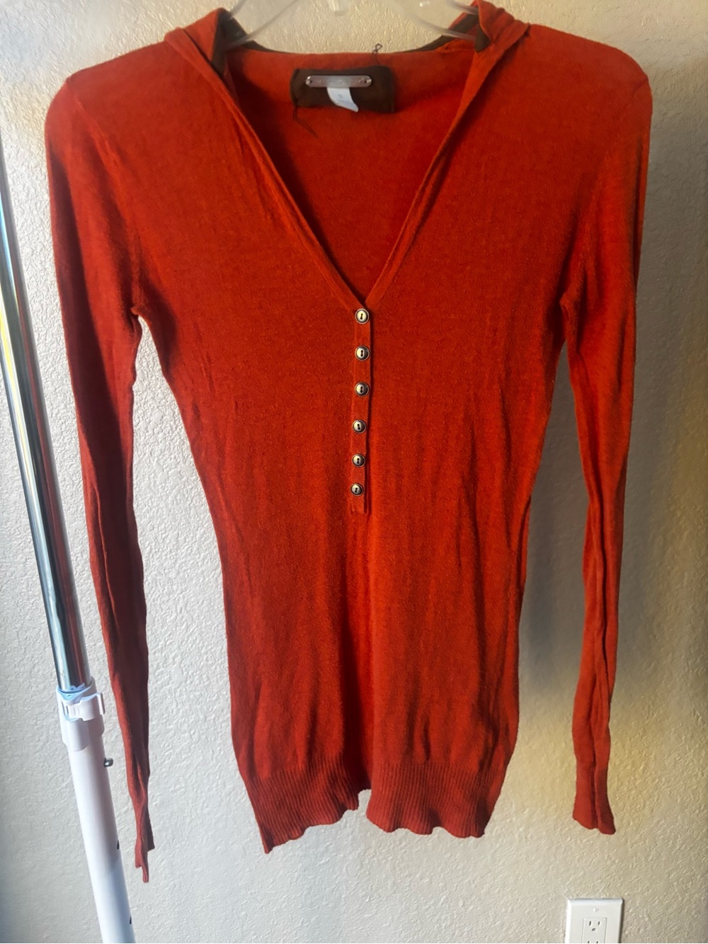 Pendleton Orange V-Neck Wool Sweater